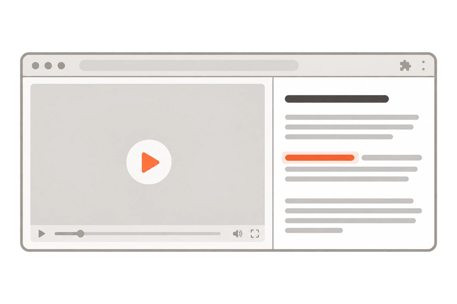 A video and reading sidebar inside the same browser window, with one passage highlighted.